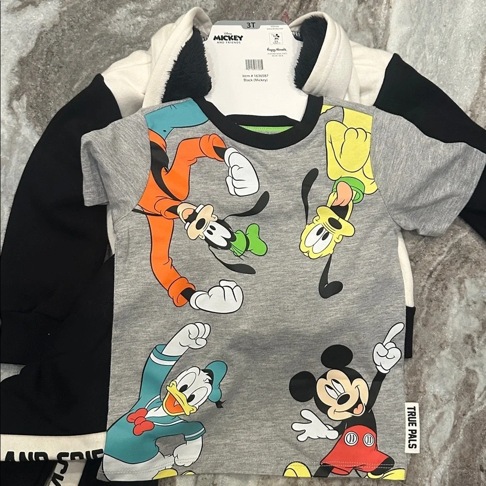 NWT Disney Character Kids 3pc Full Zip Mickey Mouse Outfit Set Sz 3T